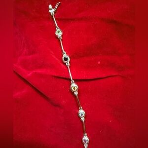 Elegant Multi-Color Gemstone Bracelet 7 1/4